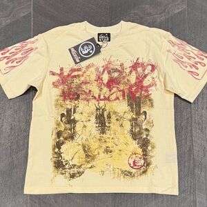 Hellstar Beige Graphic Tee for Men